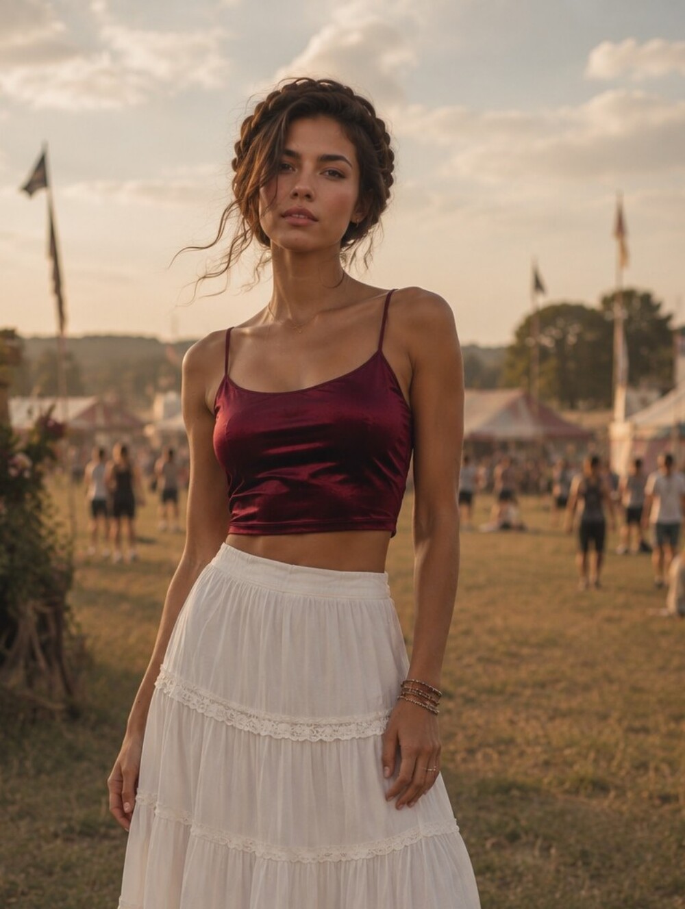 Garage The Velvet Criss-Cross Cami Crop Top in Wine Goth Y2K Festival Women's S